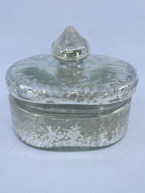 vintage anthropologie mercury glass oval lidded trinket box